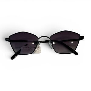 Carolina Lemke Black Pentagon Shaped Metal Sunglasses Unisex - New w Box